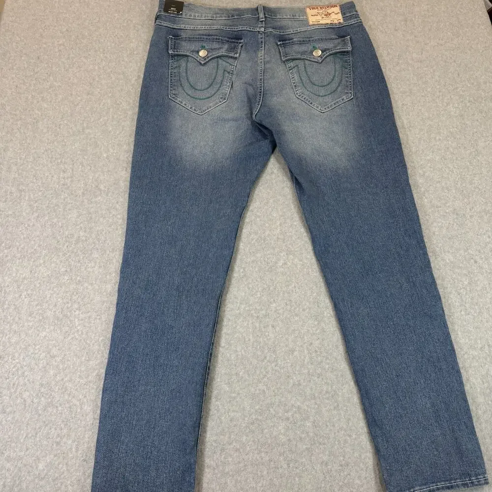 True Religion Men's Rocco SN Flap Relaxed Skinny Jeans 38x32 Light Wash NWT